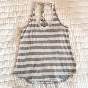 Balance Collection Grey Striped Racerback Linen Blend Tank Top Size Small